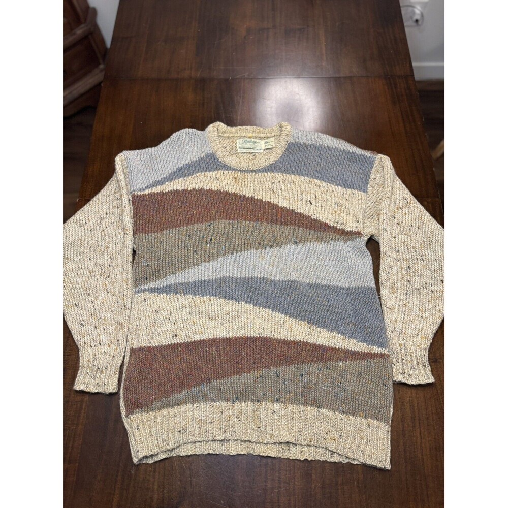 Vintage Heritage Ireland Hand Crafted Intarsia Pure Wool Sweater Cream Size 44